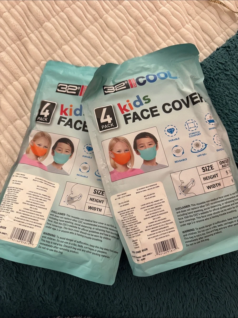 32° Kids Face Cover 2 Packs of 4 masks - Orange